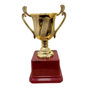 Gold Fiber Trophy Cup with Decorative Bowl