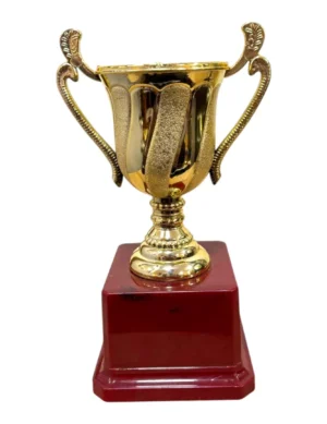 Gold Fiber Trophy Cup with Decorative Bowl