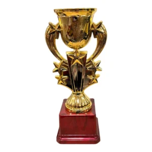 Tall Gold Fiber Trophy Cup with Lid