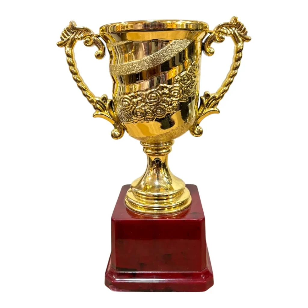 Gold Fiber Trophy Cup with Slim Lidded Bowl
