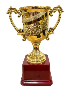 Gold Fiber Trophy Cup with Slim Lidded Bowl