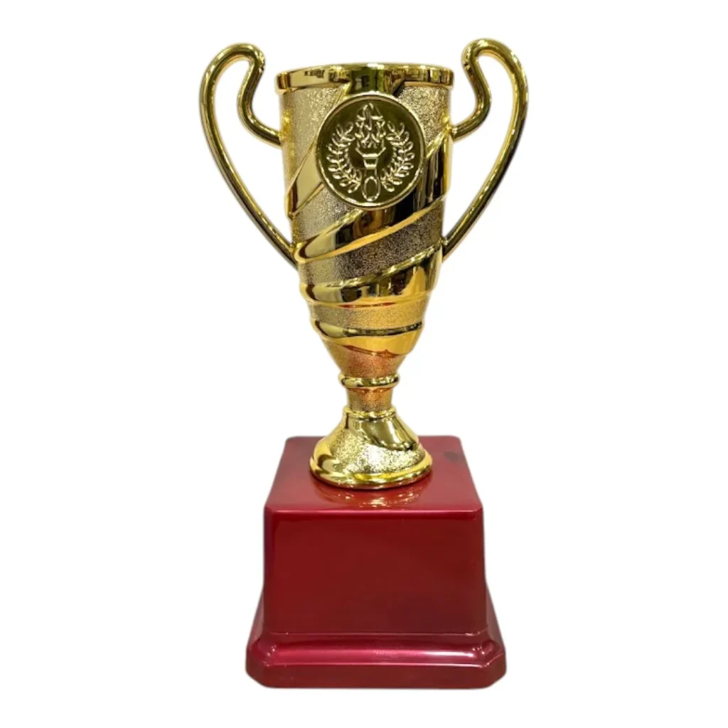 Gold Fiber Trophy Cup with Tall Lidded Bowl