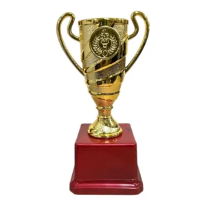 Gold Fiber Trophy Cup with Tall Lidded Bowl