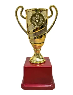 Gold Fiber Trophy Cup with Tall Lidded Bowl