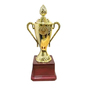 Gold Fiber Trophy Cup with Fluted Bowl