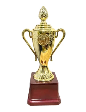 Gold Fiber Trophy Cup with Fluted Bowl