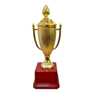 Compact Gold Fiber Trophy Cup with Decorative Detail