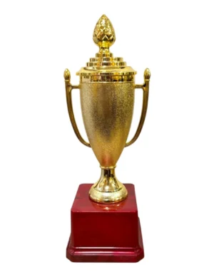 Compact Gold Fiber Trophy Cup with Decorative Detail