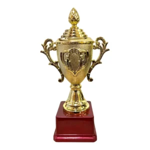 Gold Fiber Trophy Cup with Cylindrical Body