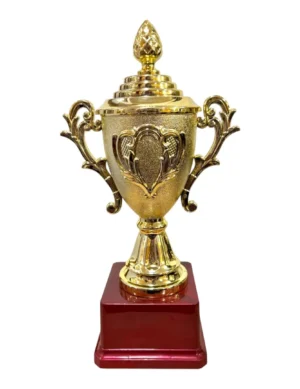Gold Fiber Trophy Cup with Cylindrical Body