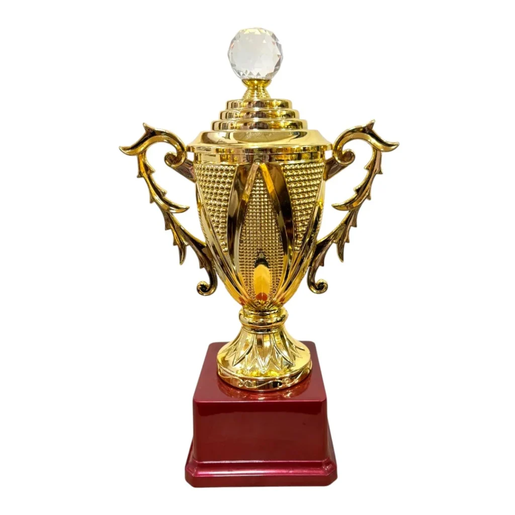 Gold Fiber Trophy Cup with Distinctive Bowl