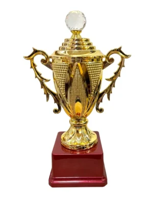 Gold Fiber Trophy Cup with Distinctive Bowl