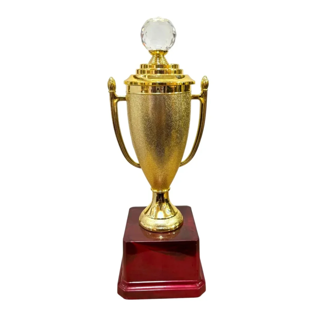Gold Fiber Trophy Cup with Wide Lidded Bowl