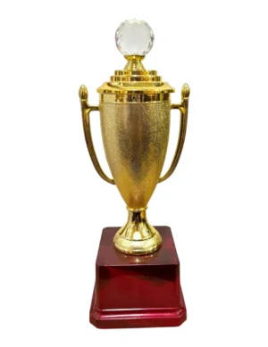 Gold Fiber Trophy Cup with Wide Lidded Bowl
