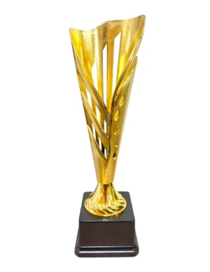 Compact Gold Fiber Trophy Cup with Sphere Top
