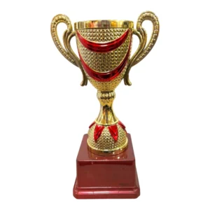 Compact Gold Fiber Trophy Cup with Curved Bowl