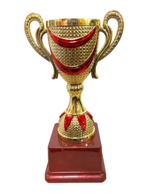 Compact Gold Fiber Trophy Cup with Curved Bowl