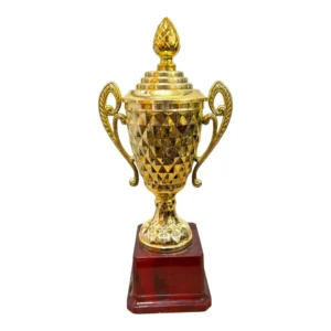 Gold Fiber Trophy Cup with Pearl Cluster