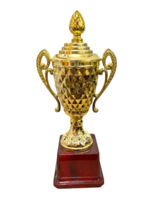 Gold Fiber Trophy Cup with Pearl Cluster