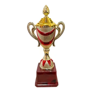 Gold Fiber Trophy Cup with Crystal Top