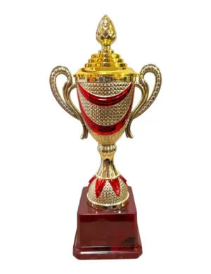 Gold Fiber Trophy Cup with Crystal Top