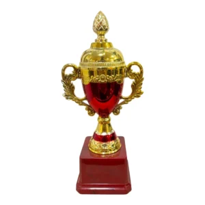 Royal Red and Gold Fiber Trophy Cup with Twin Handles