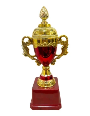 Royal Red and Gold Fiber Trophy Cup with Twin Handles