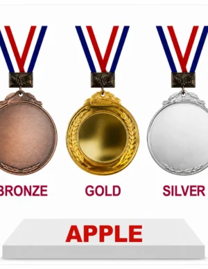 Apple medal set with bronze gold silver