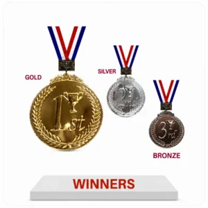 Shake hand brAchievement award trophyonze medal