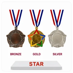 Medal with staGold trophy with baser design