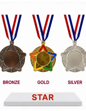Medal with staGold trophy with baser design