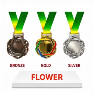 Compact gold and silver medalGlory medal design