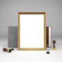 elegant-gold-framed-picture-with-office-accessories