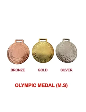 Olympic medals showing bronze, gold, and silver medal designs