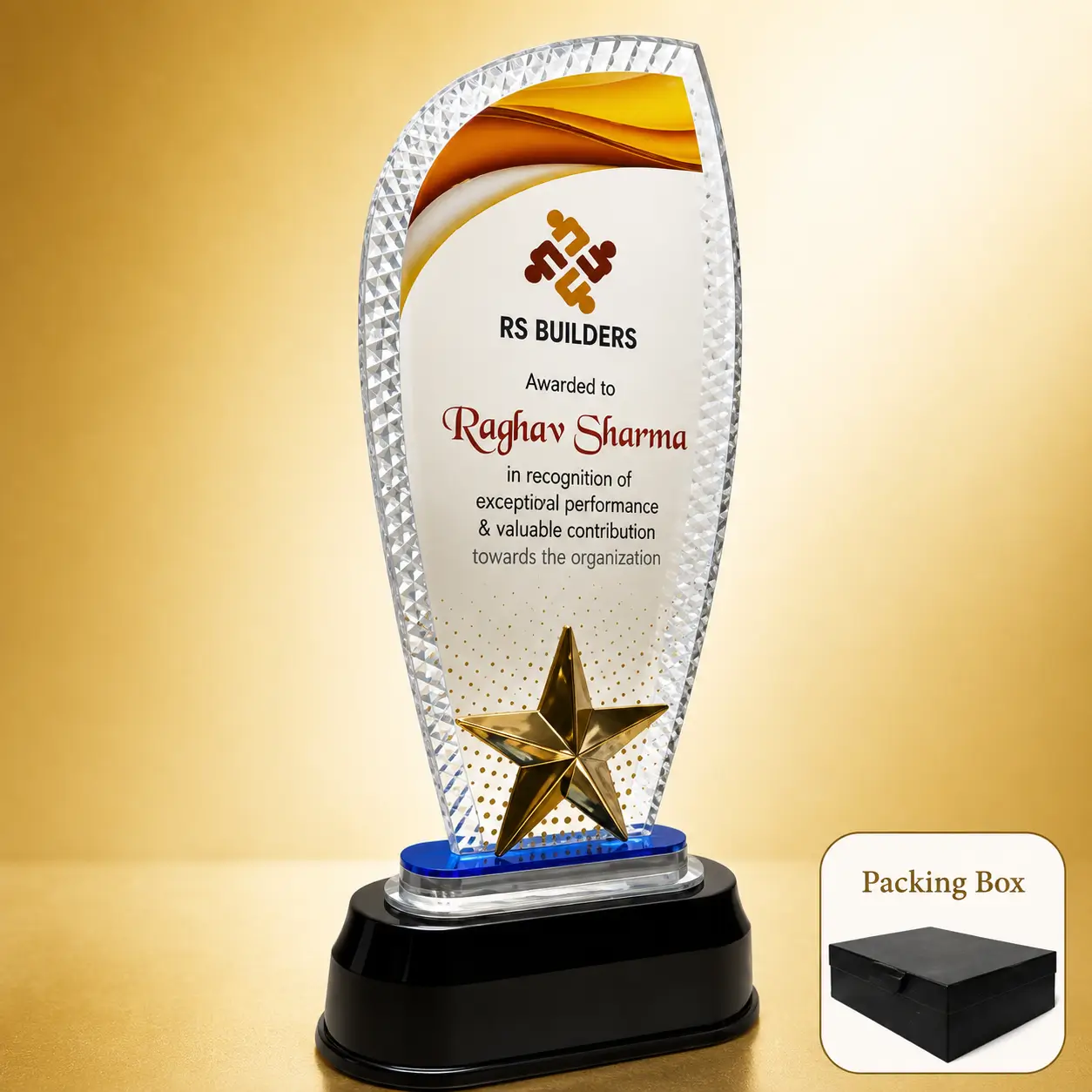 AC-8528 Acrylic Award with Gold Star