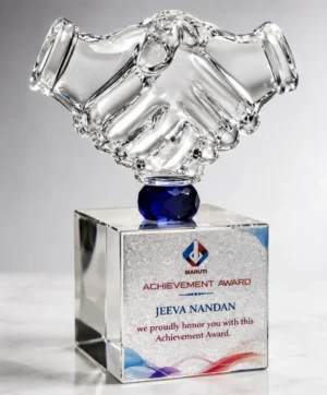 CG-246 Crystal Handshake Cube Award