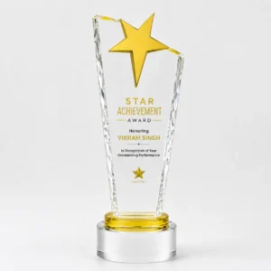 CG-359 Gold Star Clear Crystal Award