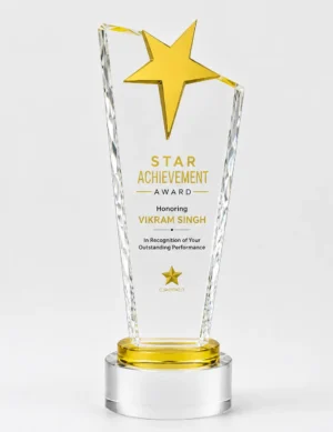 CG-359 Gold Star Clear Crystal Award