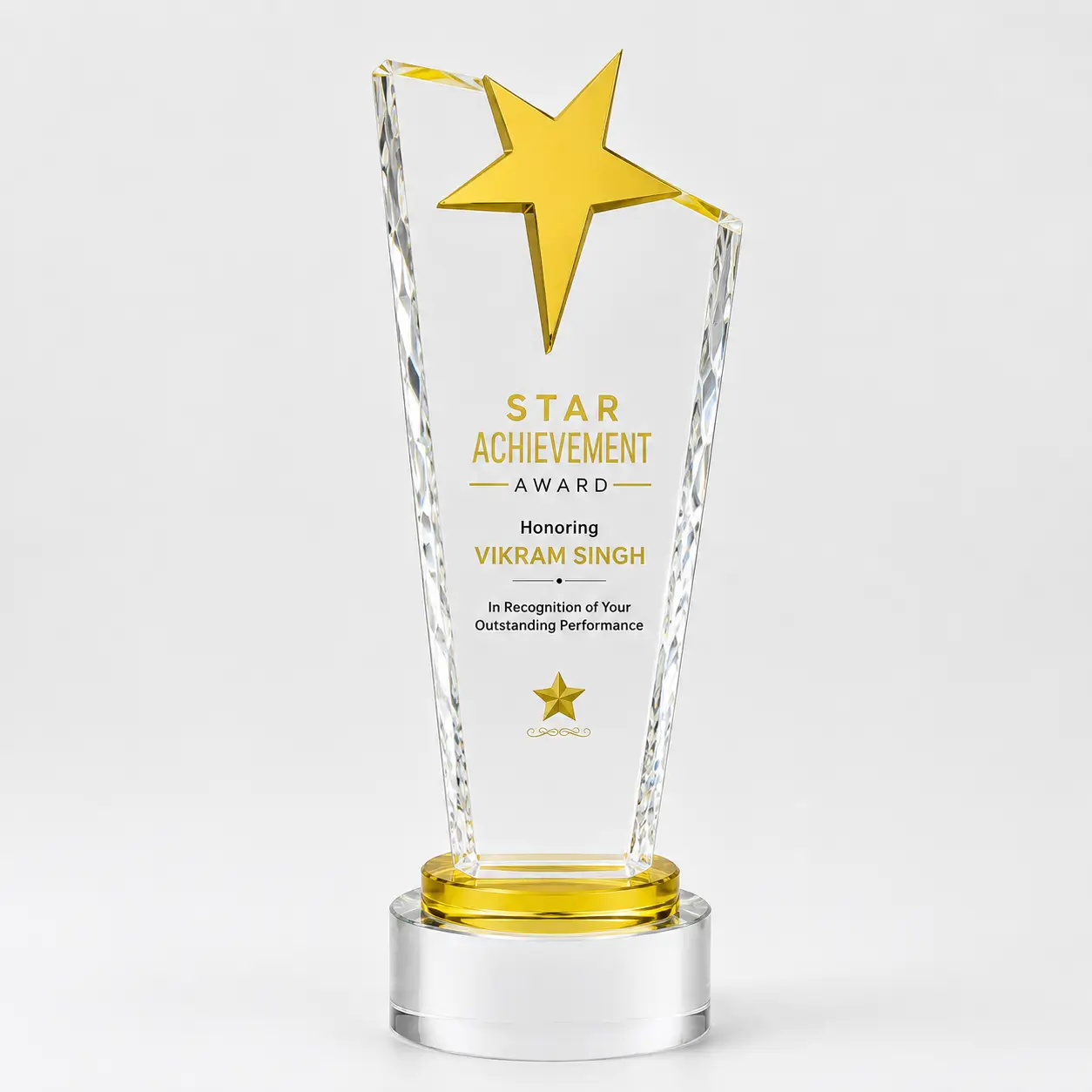 CG-359 Gold Star Clear Crystal Award