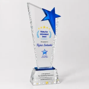 CG-408 Blue Star Clear Crystal Award