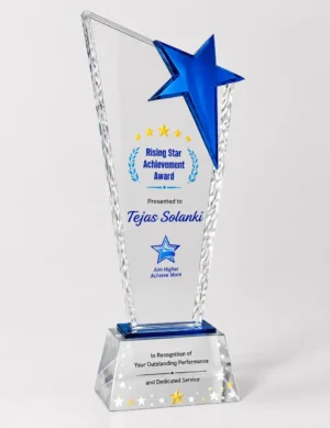 CG-408 Blue Star Clear Crystal Award
