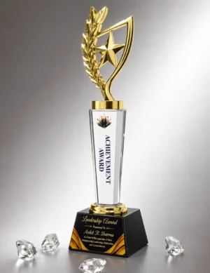 CG-548 Gold Wreath Figure Crystal Award