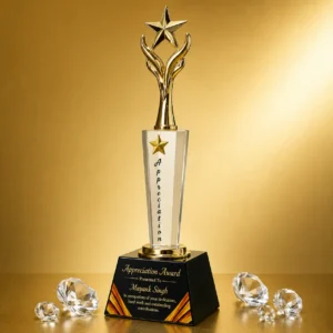 CG-550 Gold Star Figure Crystal Award