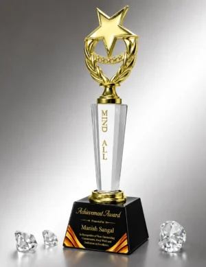 CG-551 Gold Star Trophy on Crystal