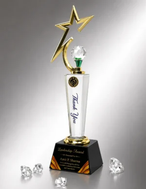 CG-552 Gold Star Crystal Pillar