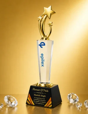 CG-554 Gold Star Crystal Column Award
