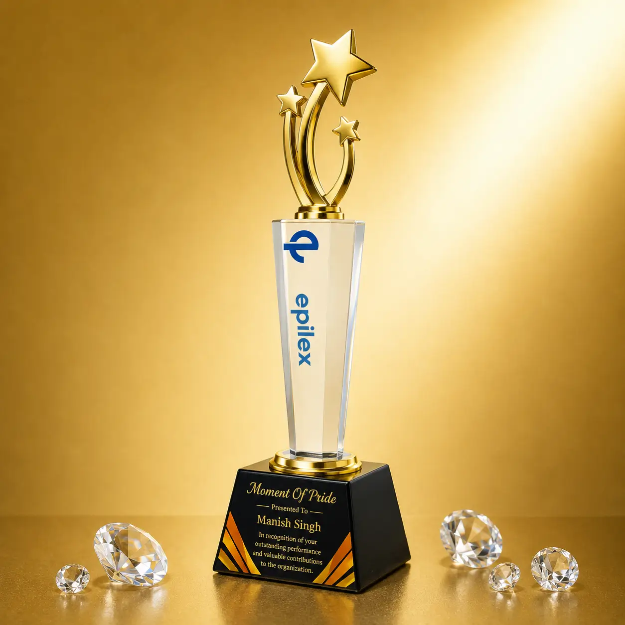 CG-554 Gold Star Crystal Column Award