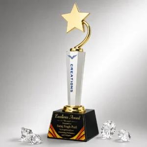 CG-557 Gold Star Clear Crystal Award