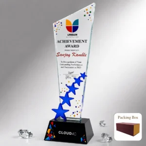 CG-560 Blue Star Clear Crystal Award