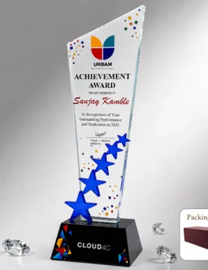 CG-560 Blue Star Clear Crystal Award